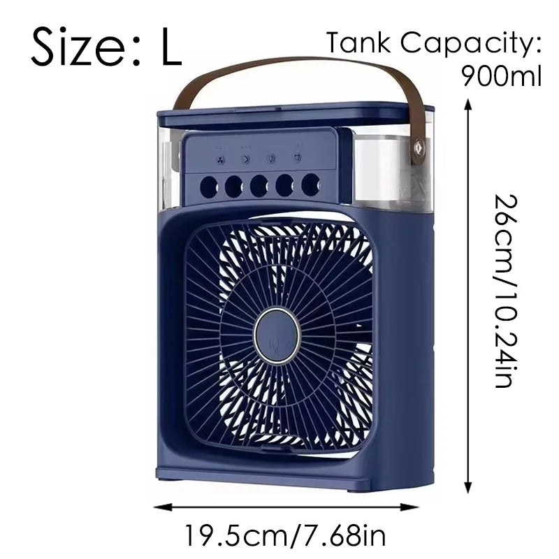Portable Mini Fan 3 in 1 Cooler Home House LED USB Desk Bedroom Indoor Air Conditioner Humidifier Fans Summer Cool Living Room