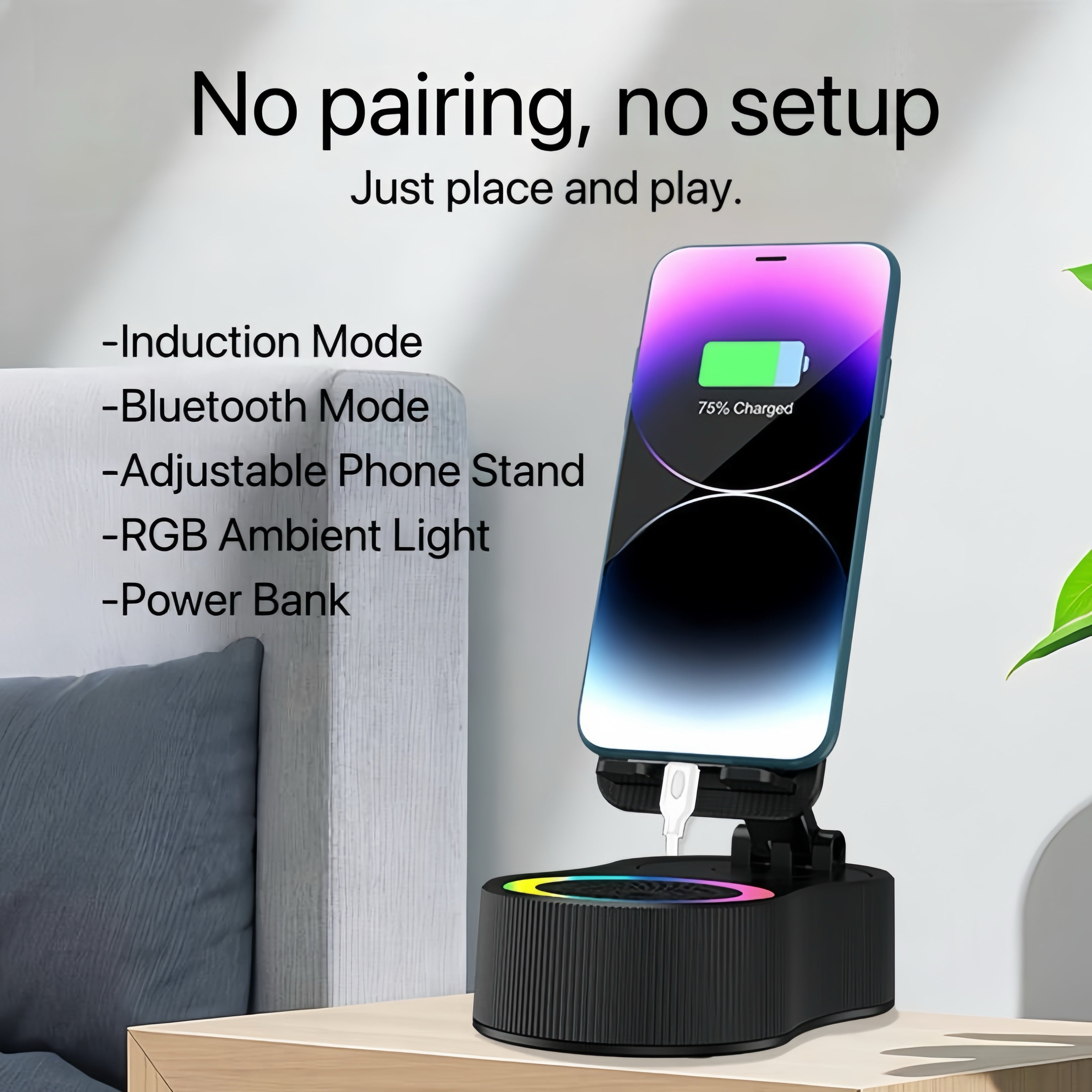 [GOLD] Sonicdrop Dock – No-Pair Magic Speaker & Charging Stand