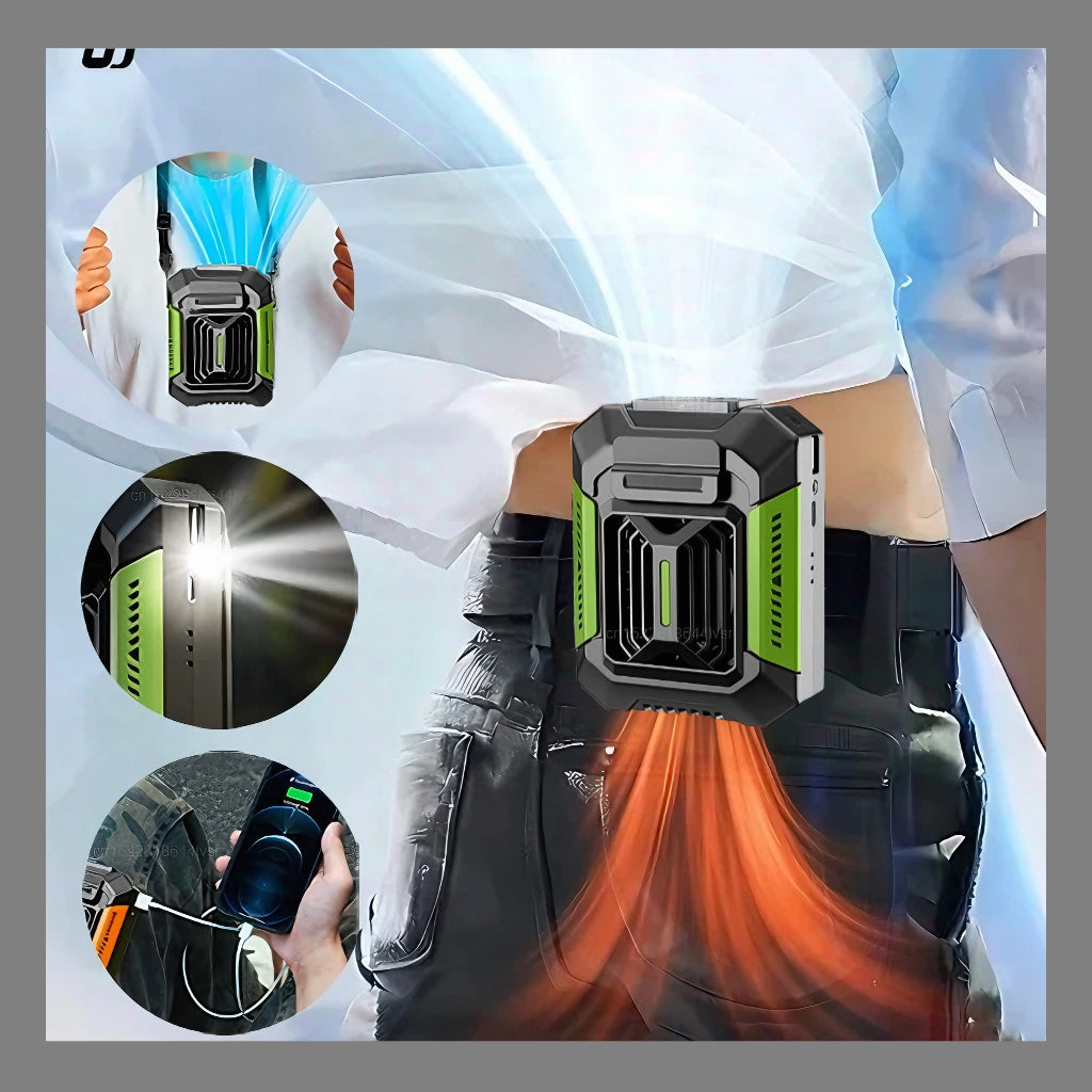 Portable Waist & Neck Fan – 4000mAh Rechargeable with Power Bank